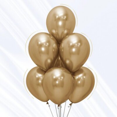Gold Reflex/Chrome Latex Balloons (12in, 30cm) Pk 50