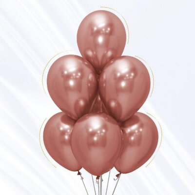 Rose Gold Reflex/Chrome Latex Balloons (12in, 30cm) Pk 50