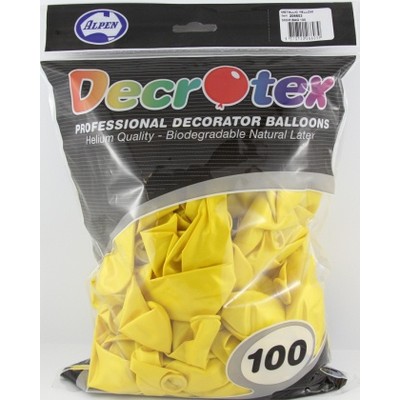 Metallic Yellow Latex Balloons (12in - 30cm) Pk 100
