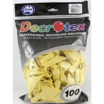 Pearl Ivory Latex Balloons (12in - 30cm) Pk 100
