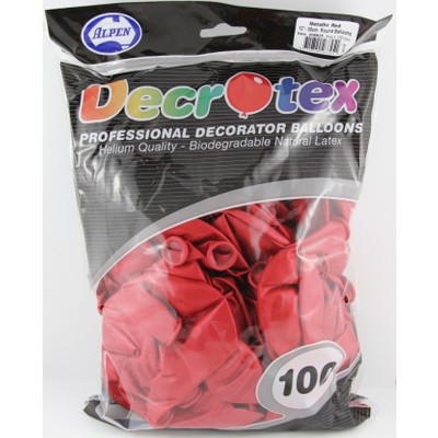 Metallic Red Latex Balloons (12in - 30cm) Pk 100