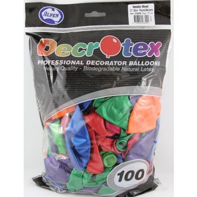 Metallic Mixed Latex Balloons (12in - 30cm) Pk 100