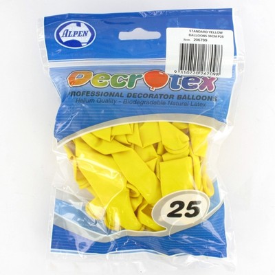 Standard Yellow 30cm Latex Balloons Pk 25