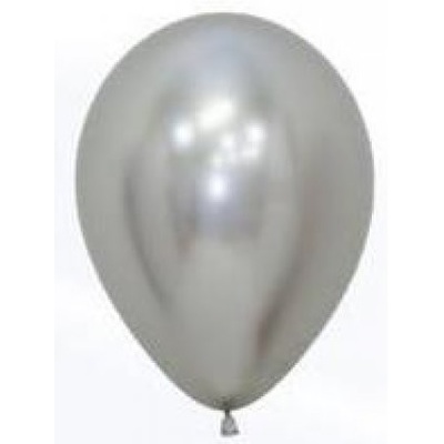 Silver Reflex/Chrome Latex Balloons (12in, 30cm) Pk 12