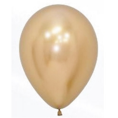 Gold Reflex/Chrome Latex Balloons (12in, 30cm) Pk 12