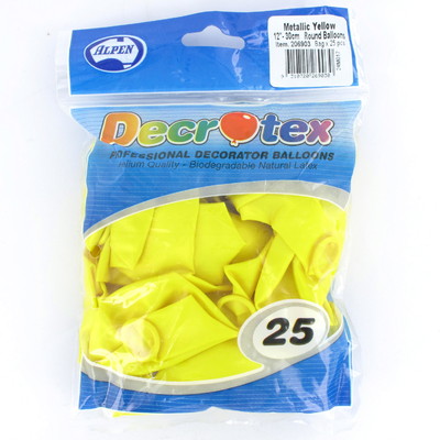 Metallic Yellow 30cm Latex Balloons Pk 25
