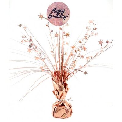 Rose Gold Holographic Happy Birthday Balloon Centrepiece Weight Pk 1