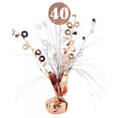 Rose Gold 40 Birthday Balloon Centrepiece Weight Pk 1