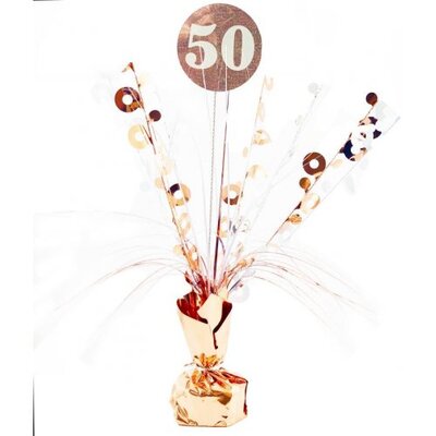 Rose Gold 50 Birthday Balloon Centrepiece Weight Pk 1