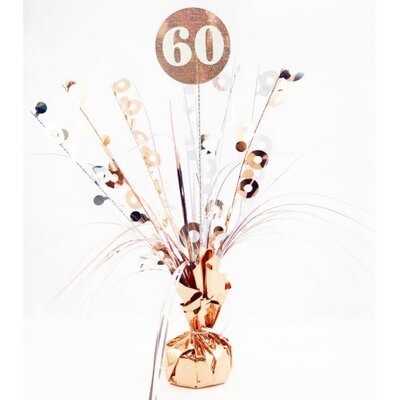 Rose Gold 60 Birthday Balloon Centrepiece Weight Pk 1