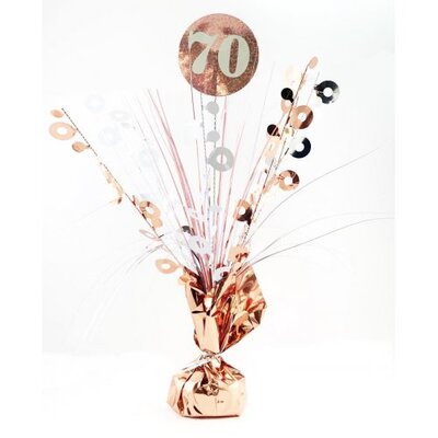 Rose Gold 70 Birthday Balloon Centrepiece Weight Pk 1
