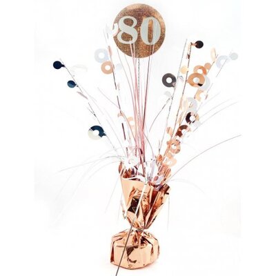 Rose Gold 80 Birthday Balloon Centrepiece Weight Pk 1