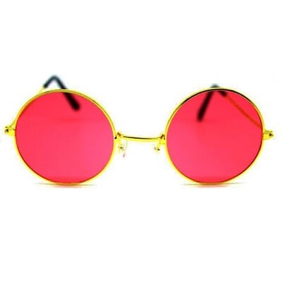 Adult Costume Round Lennon Glasses Red Lenses
