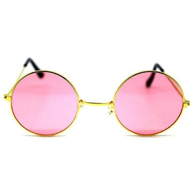 Adult Costume Round Lennon Glasses Pink Lenses