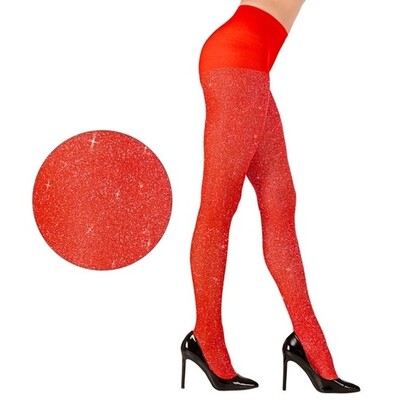 Adult Red Shimmer Tights Stockings Standard Size