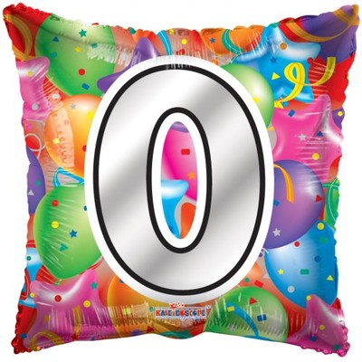 Number 0 Bright Balloons Square 18in. Foil Balloon Pk 1 