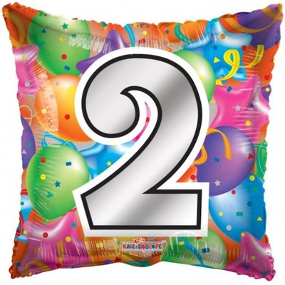 Number 2 Bright Balloons 18in. Square Foil Balloon Pk 1