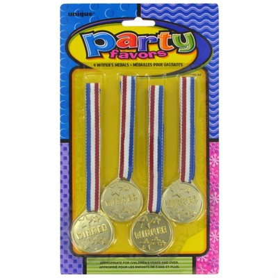 Party Favours - Winner's Medals Pk 4 