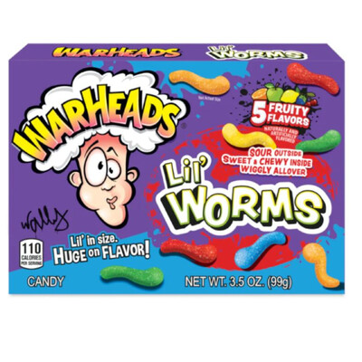 Warheads Lil' Worms Candy Theatre Box 99g (Pk 1)