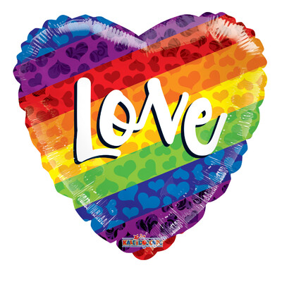 Rainbow Love Heart 18in. Foil Balloon Pk 1