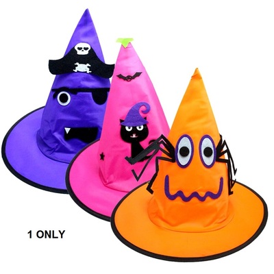 Colourful Assorted Designs Child Witch Hat (Pk 1)