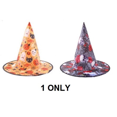 Printed Assorted Design Witch Hat (Pk 1)