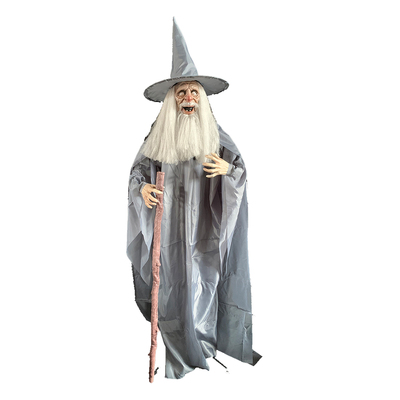 Animated Life Size Standing Halloween Wizard Decoration