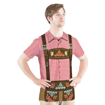 Adult Mens Oktoberfest Red Check Shirt Costume (Medium)
