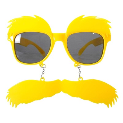 Yellow Eyebrow & Moustache Party Glasses | Novelty Costume Accessory 5+