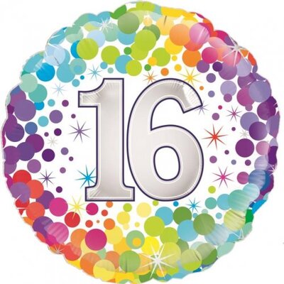 Colourful Confetti 16th Birthday Foil Balloon (18in/45.7cm) Pk 1