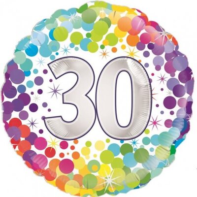 Colourful Confetti 30th Birthday Foil Balloon (18in/45.7cm) Pk 1