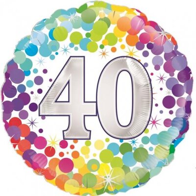 Colourful Confetti 40th Birthday Foil Balloon (18in/45.7cm) Pk 1