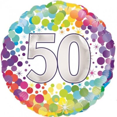 Colourful Confetti 50th Birthday Foil Balloon (18in/45.7cm) Pk 1