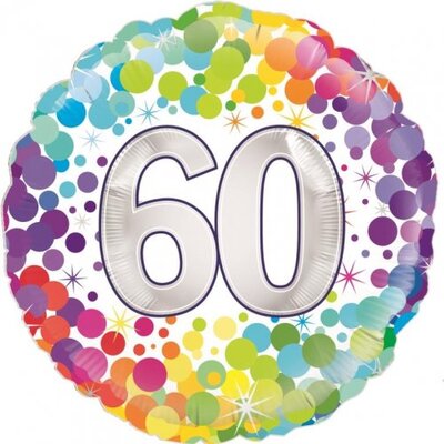 Colourful Confetti 60th Birthday Foil Balloon (18in/45.7cm) Pk 1