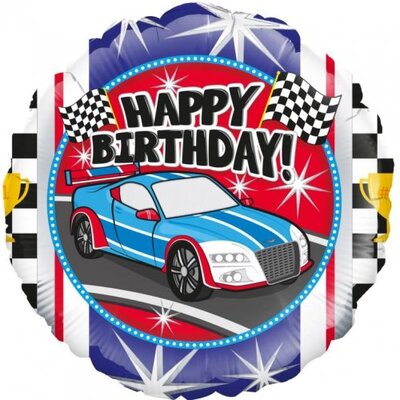 Race Sports Car Happy Birthday Foil Balloon (18in, 46cm)