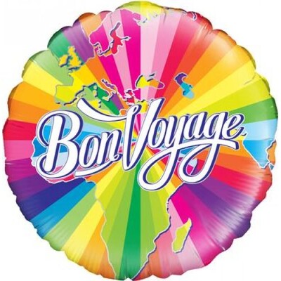 Bon Voyage Rainbow Stripes 18in. Foil Balloon Pk 1