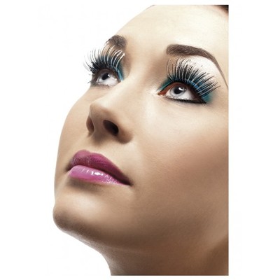 Silver Holographic & Black Eyelashes With Adhesive (1 Pair)