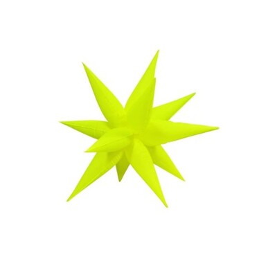 Air-Fill Neon Yellow Spike Star Foil Balloon 65cm