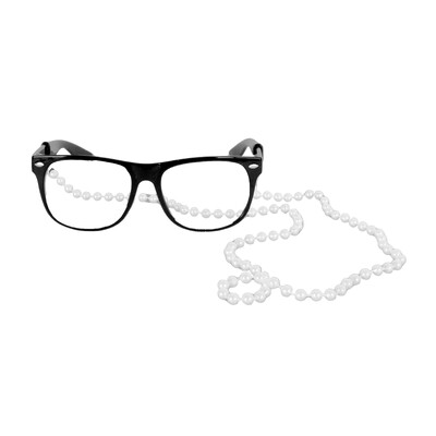 Novelty Grandma Granny Glasses with Pearl Chain