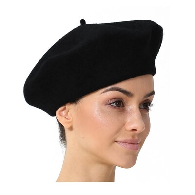 Black French Beret Hat | Adult One Size Costume Beret