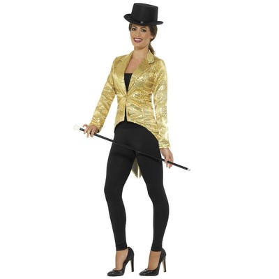 Adult Woman Gold Sequin Tailcoat Jacket (Large, 16-18) Pk 1 (JACKET ONLY)