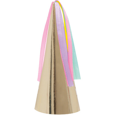 Gold Unicorn Horn Party Hats With Tassel (Pk 8)