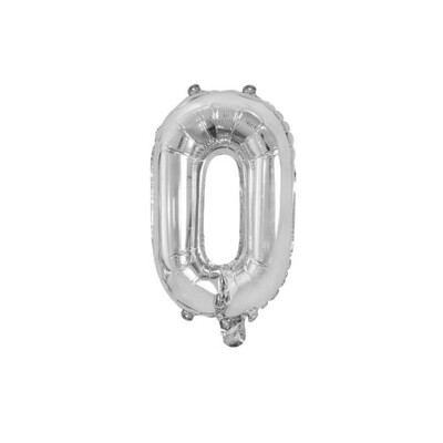 14 Inch Silver Foil Number 0 Balloon – Decrotex Air Fill Party Decoration
