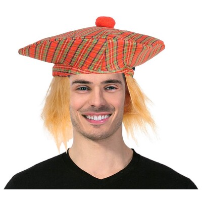 Scottish Tartan Hat with Hair
