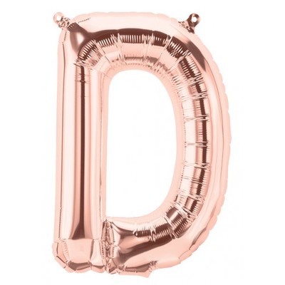 Small Rose Gold Letter D Foil Balloon Pk 1 (Air Inflation Only)