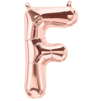 Small Rose Gold Letter F Foil Balloon Pk 1 (Air Inflation Only)