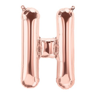 Small Rose Gold Letter H Foil Balloon Pk 1 (Air Inflation Only)