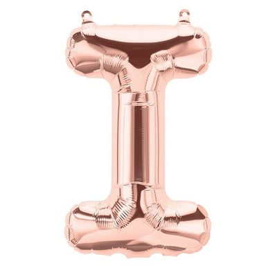 Small Rose Gold Letter I Foil Balloon Pk 1 (Air Inflation Only)
