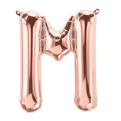 Small Rose Gold Letter M Foil Balloon Pk 1 (Air Inflation Only)