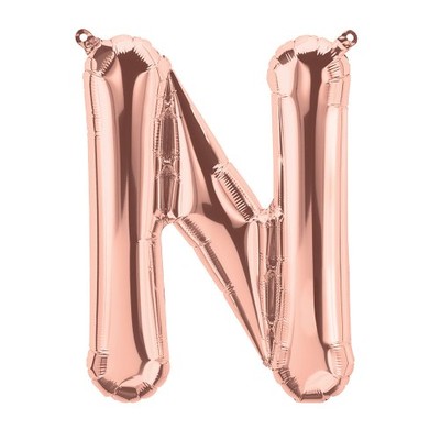 Small Rose Gold Letter N Foil Balloon Pk 1 (Air Inflation Only)